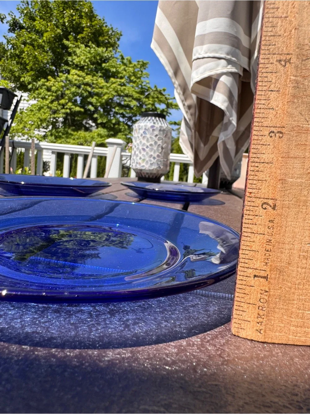 Vintage - Set of Three Cobalt Blue Glass Dessert Plates